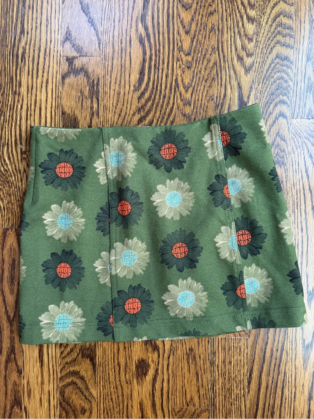 Urban Outfitters Olive Green Fall Retro Hippy Neutral Floral Mini Skirt